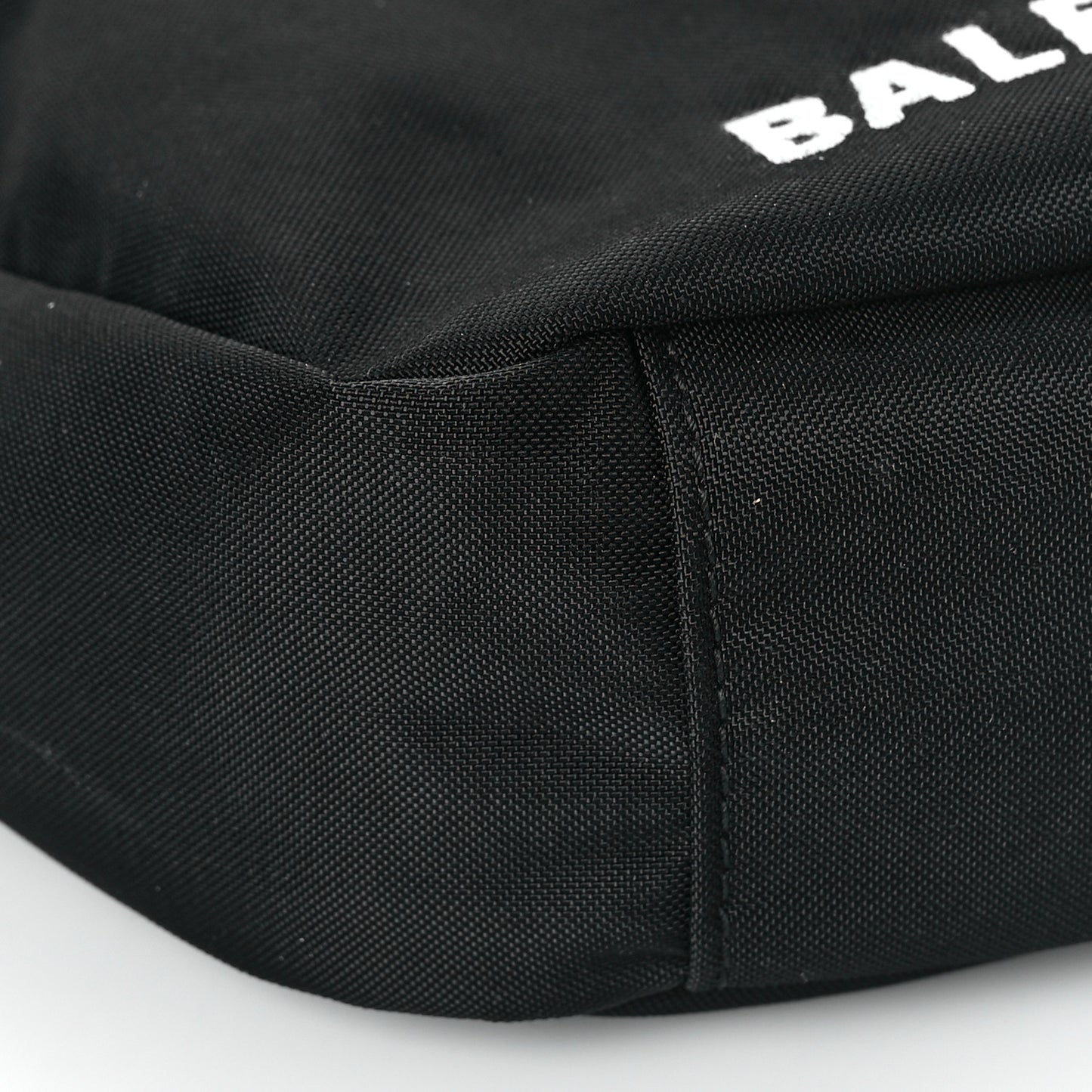 Recycled Sport Nylon Logo Embroidered Wheel Sling Bag Black White