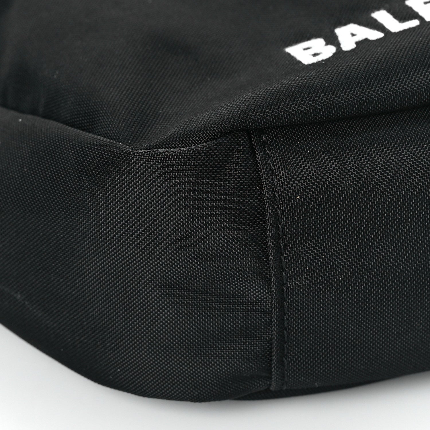 Balenciaga Recycled Sport Nylon Logo Embroidered Wheel Sling Bag Black White 7 of 8