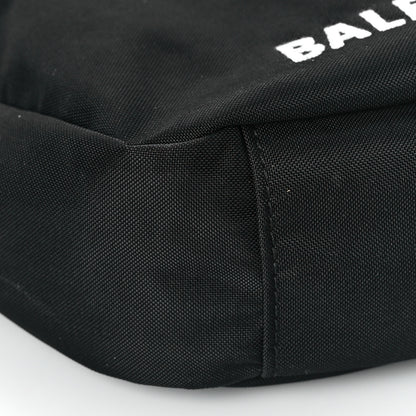 Balenciaga Recycled Sport Nylon Logo Embroidered Wheel Sling Bag Black White 7 of 8
