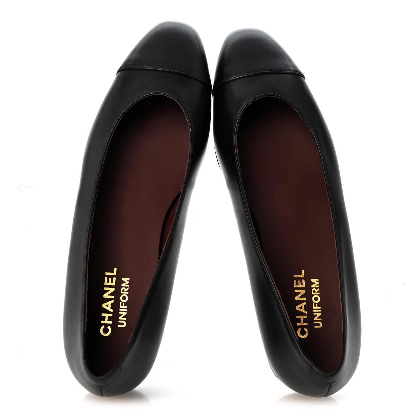 Lambskin Cap Toe CC Uniform Ballerina Flats 39 Black