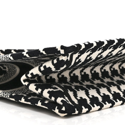 Christian Dior Canvas Houndstooth Embroidered Medium Book Tote Black White 9 of 10