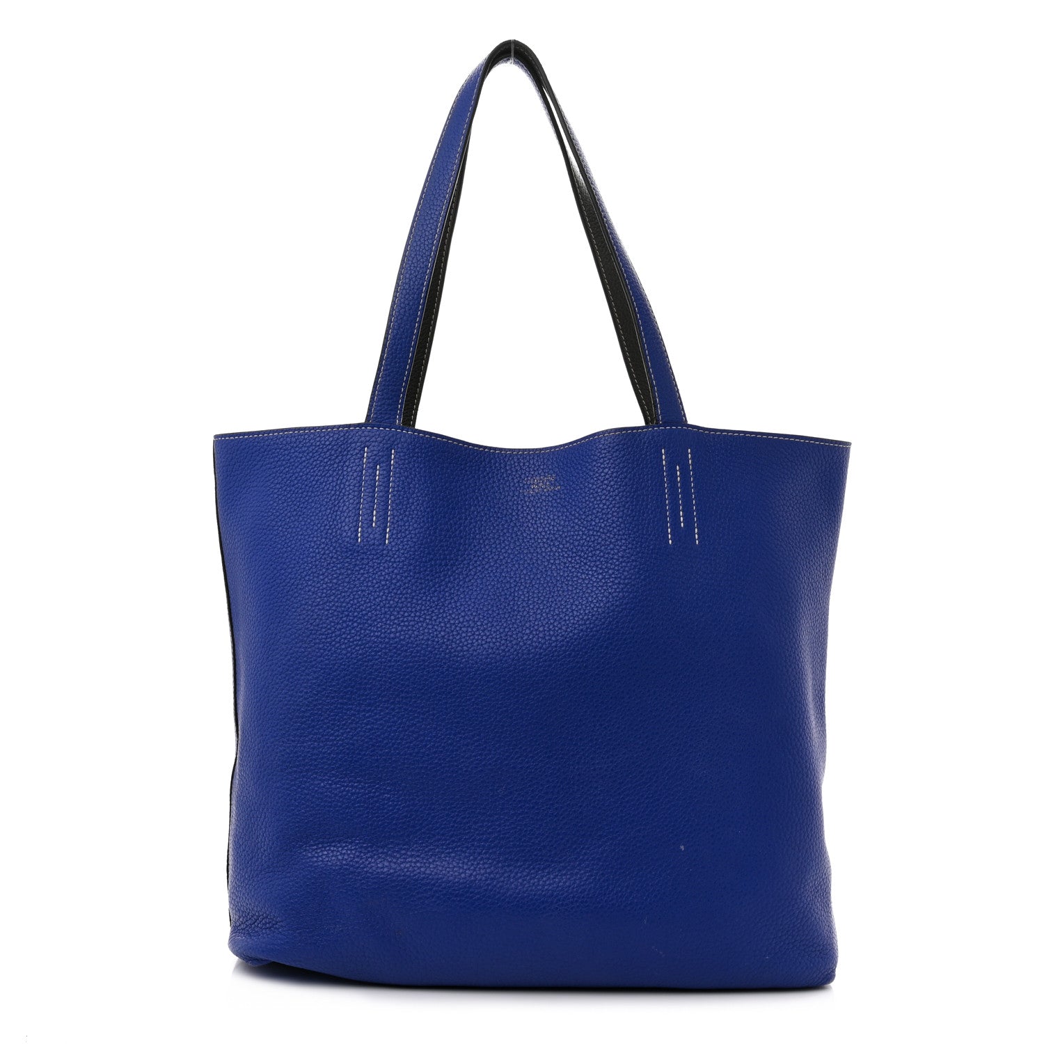 Hermes Taurillon Clemence Double Sens 45 Reversible Tote Graphite Bleu Electrique 1 of 12