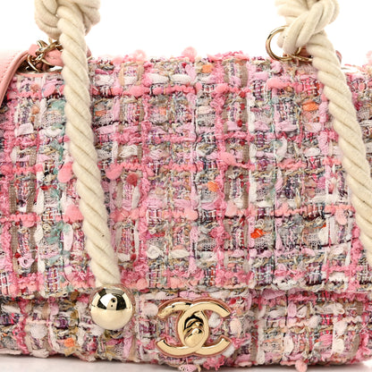 Chanel Tweed Mini Pearl Handle Flap Pink Beige Orange Ecru 8 of 10