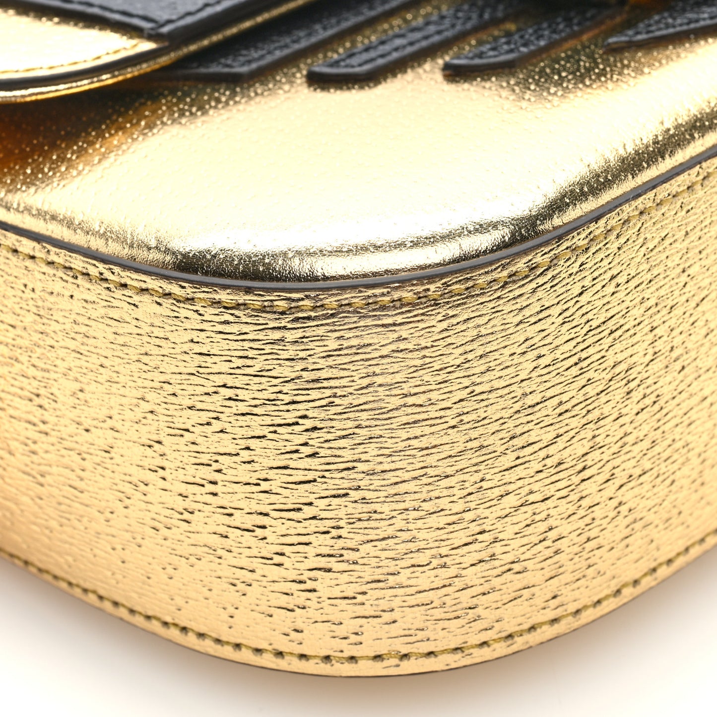 X ADIDAS Textured Dollar Calfskin Web Trefoil Horsebit 1955 Shoulder Bag King Gold Black