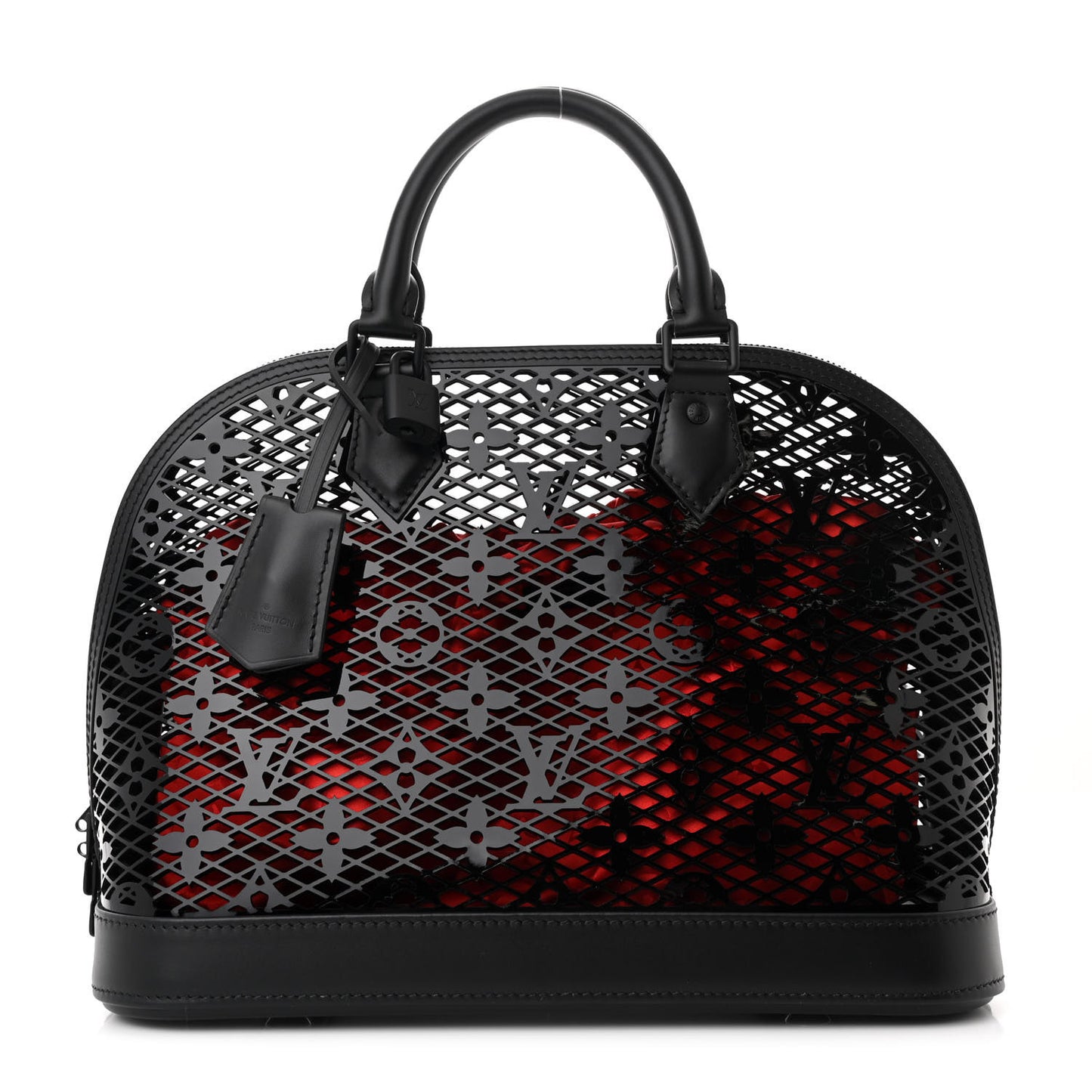 Patent Calfskin Laced Monogram Alma PM Black