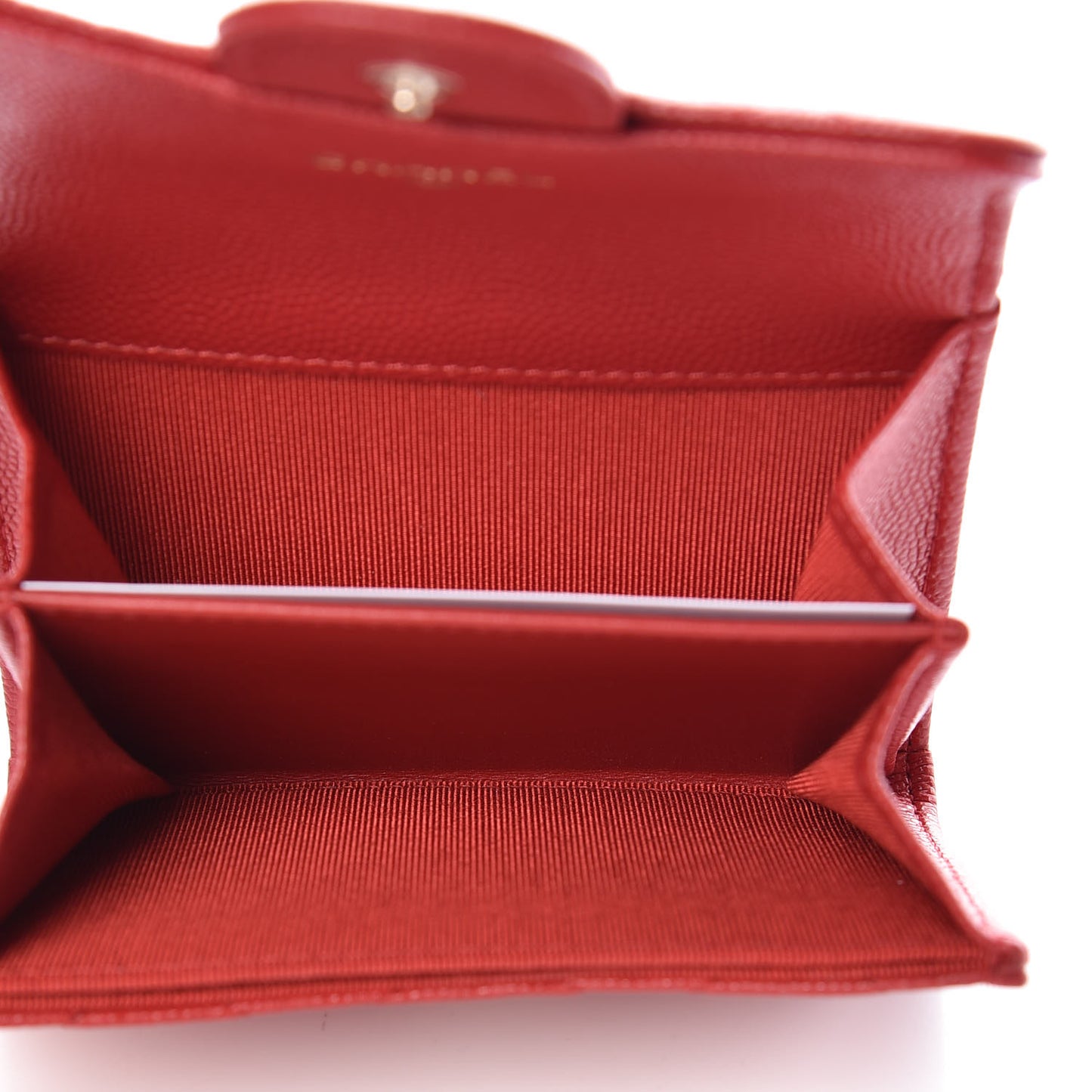 Caviar Quilted Flap Card Holder Wallet Red