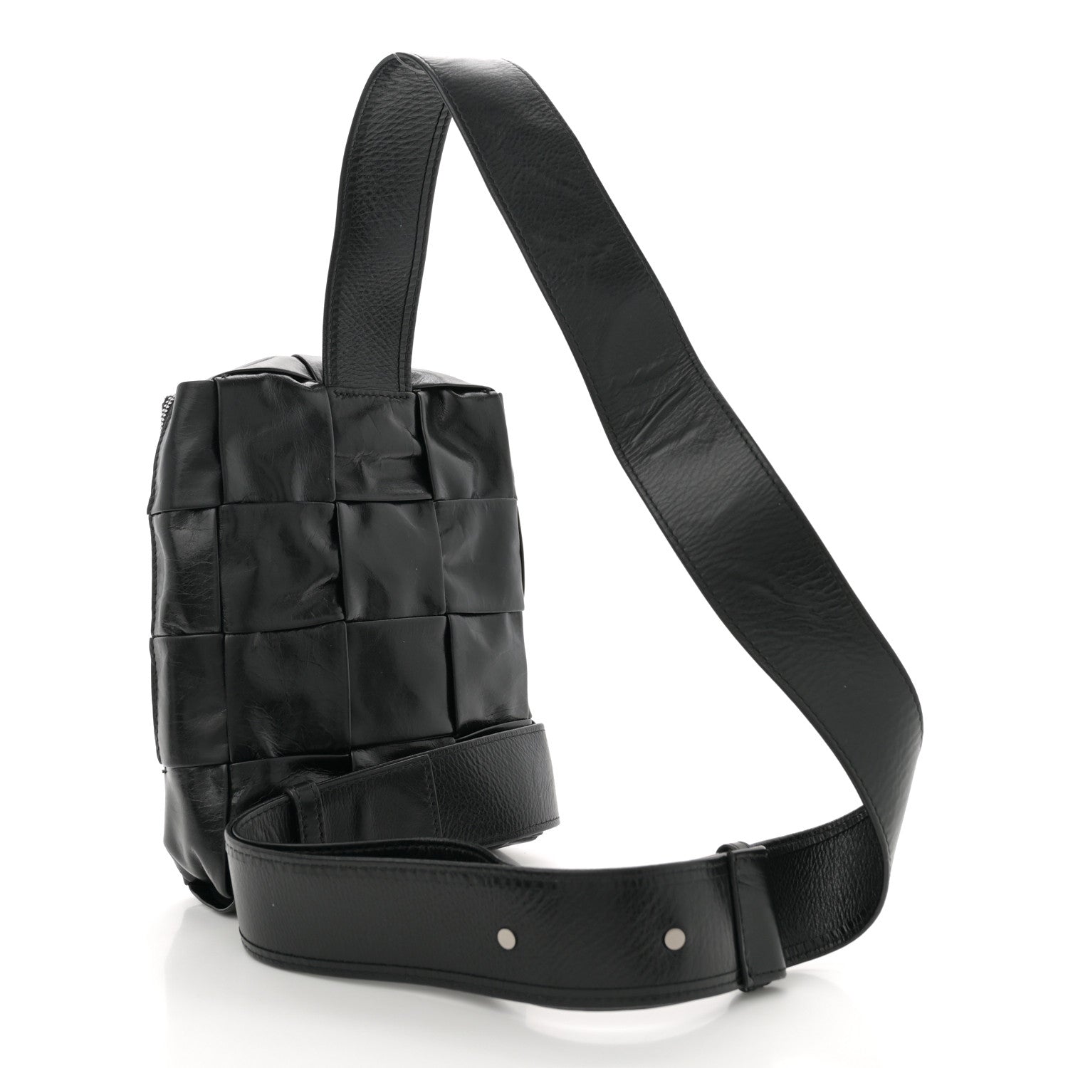 Bottega Veneta Paper Calfskin Intreccio Mini Cassette Sling Bag Black 3 of 10