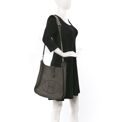 Hermes Taurillon Clemence Evelyne III GM Vert Olive 2 of 9