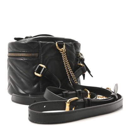 Gucci Calfskin Matelasse Mini GG Marmont Round Backpack Black 3 of 10