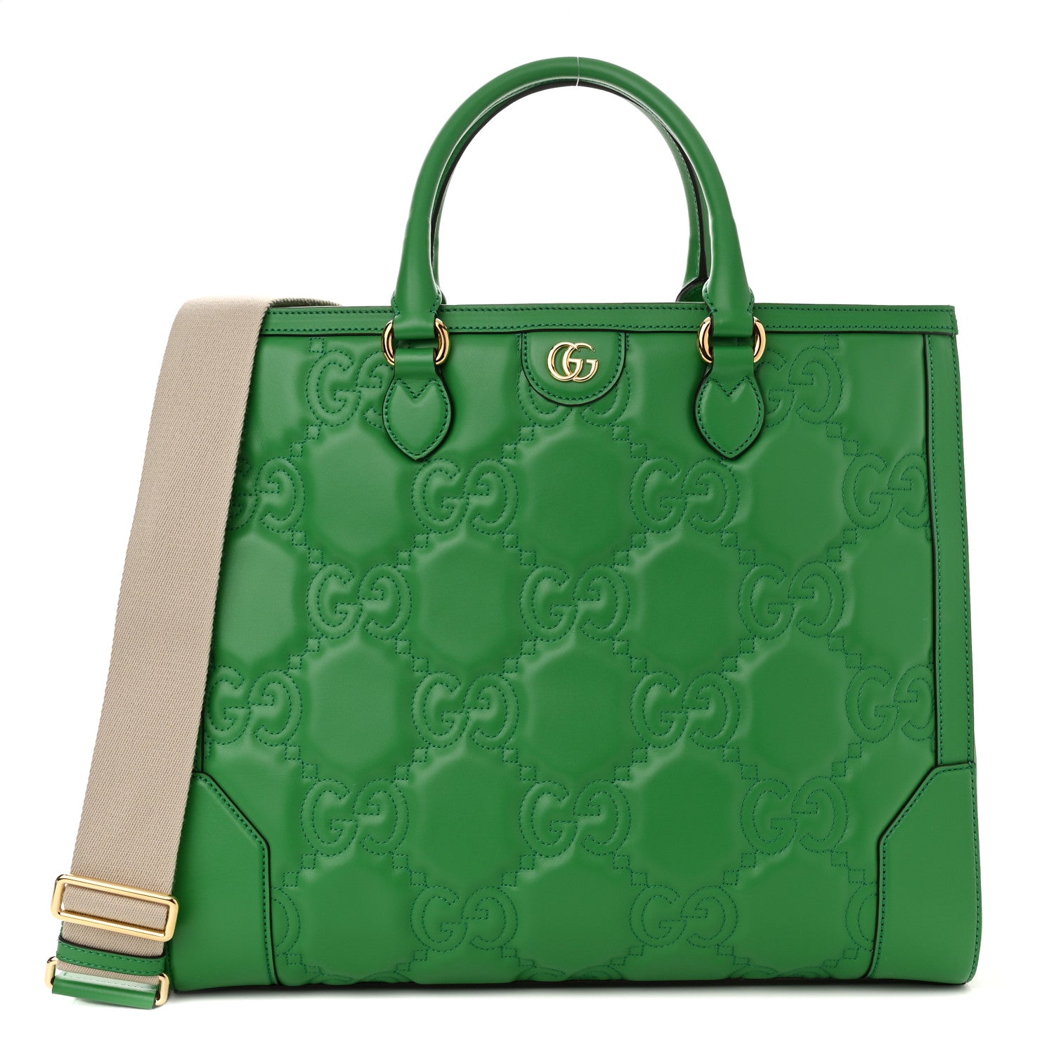Gucci Calfskin GG Matelasse Tote Bag Bright Green 1 of 13