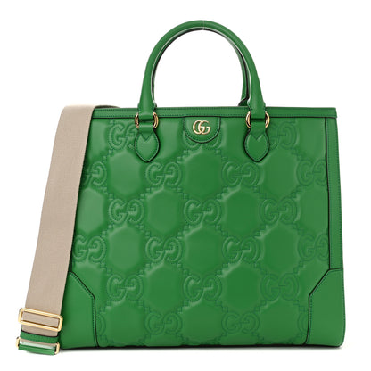 Gucci Calfskin GG Matelasse Tote Bag Bright Green 1 of 13