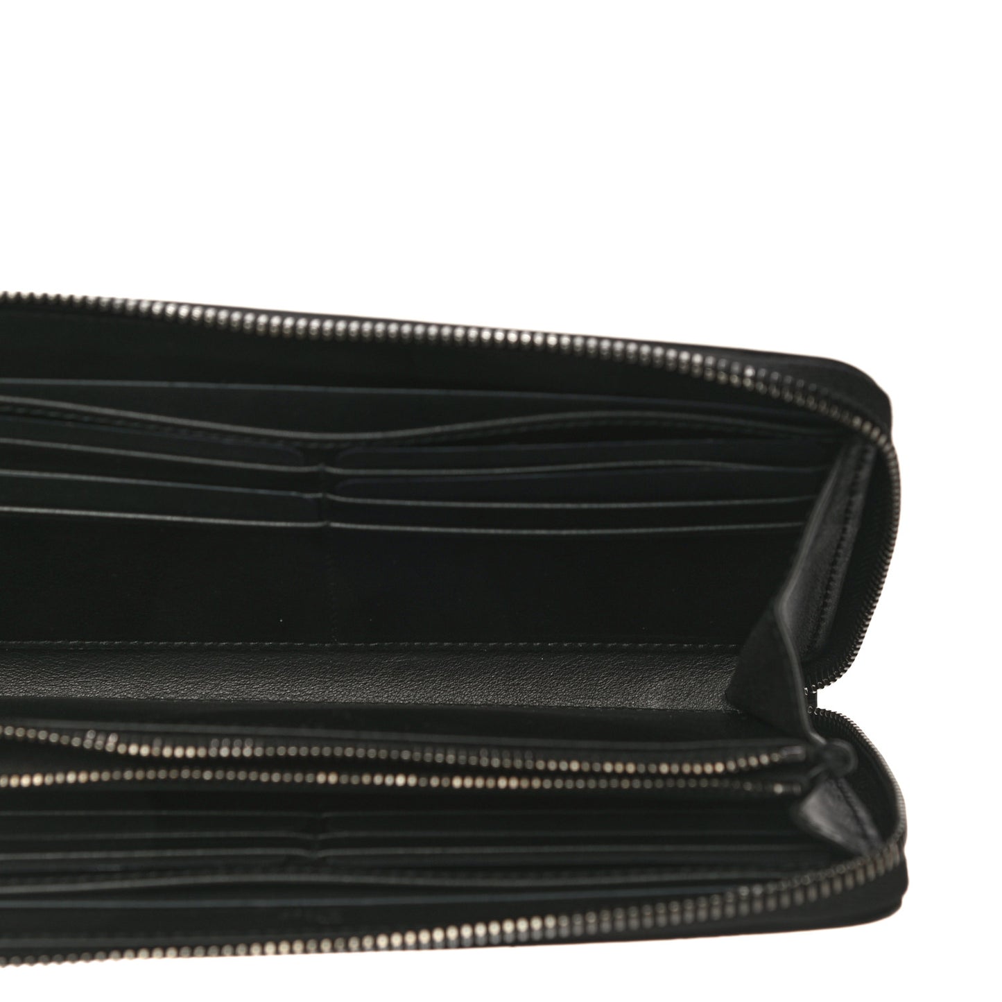 Calfskin Bee Zip Around Wallet Black