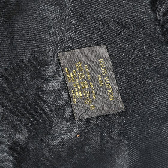 Silk Wool Monogram Shawl Black