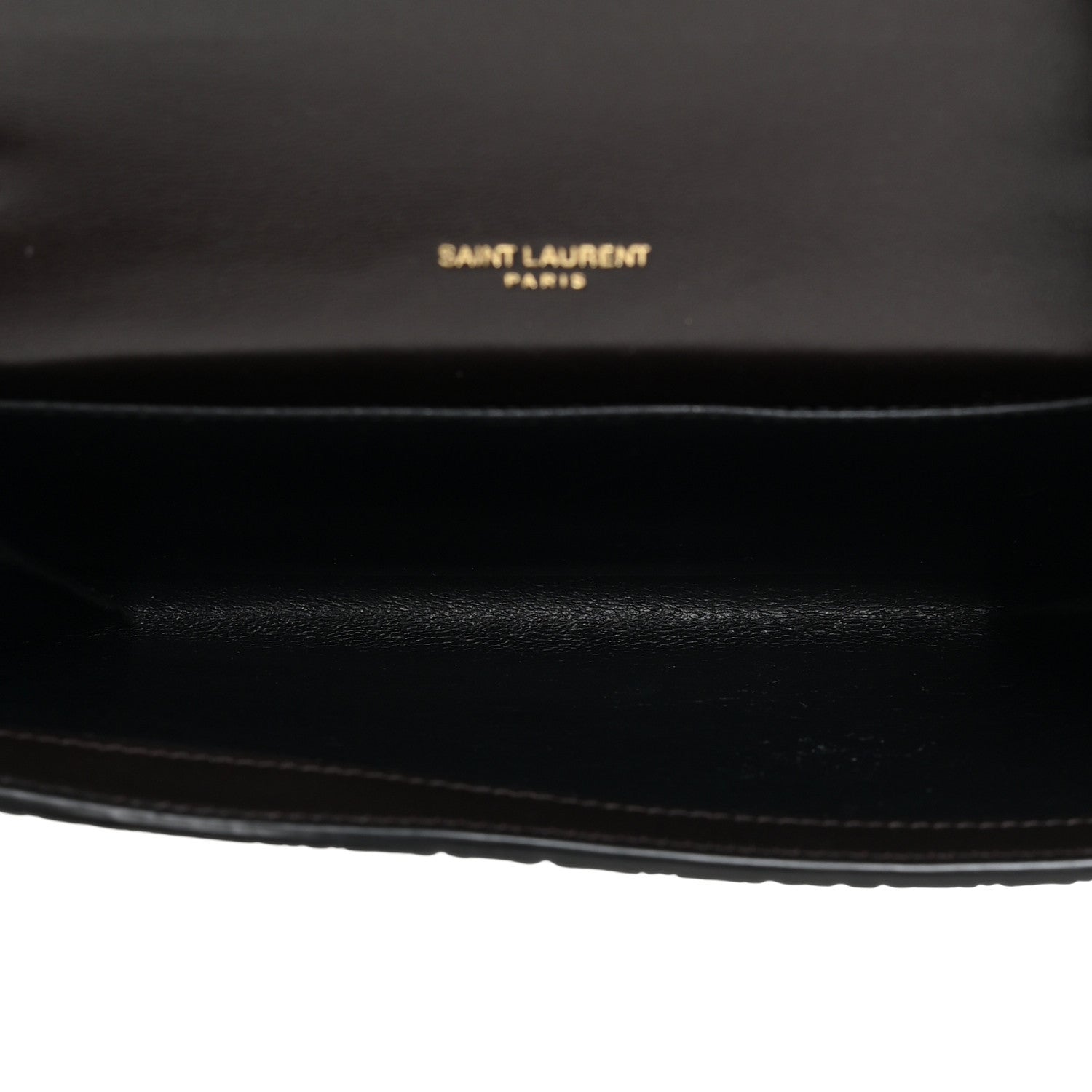 Saint Laurent Calfskin Crocodile Embossed Monogram Uptown Chain Wallet Fondente 6 of 13