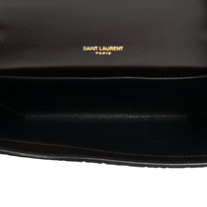 Saint Laurent Calfskin Crocodile Embossed Monogram Uptown Chain Wallet Fondente 6 of 13