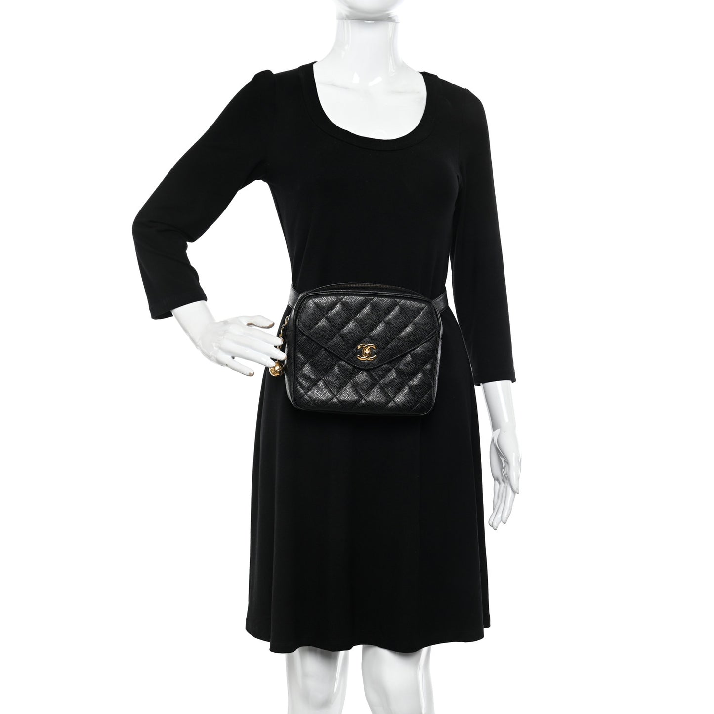Caviar Quilted Flap Belt Bag Black