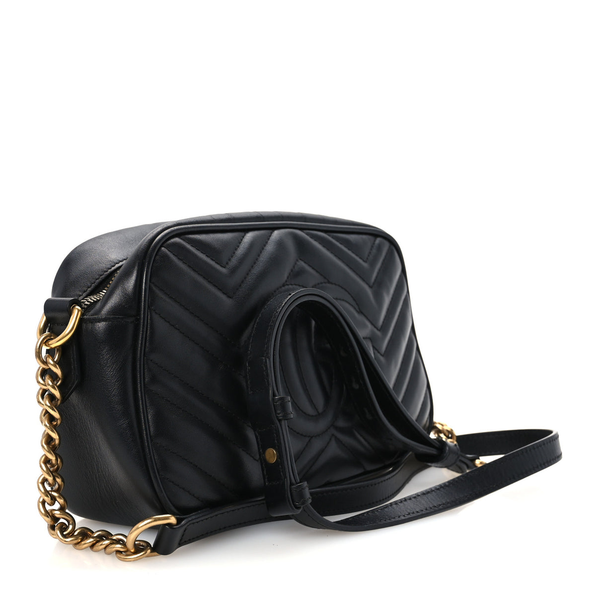 Calfskin Matelasse Small GG Marmont Chain Shoulder Bag Black