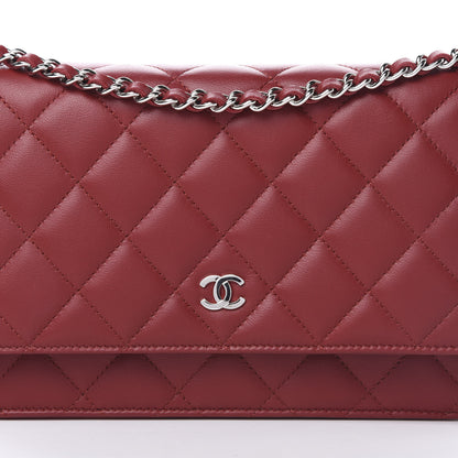Chanel Lambskin Quilted Wallet On Chain WOC Red 9 of 13