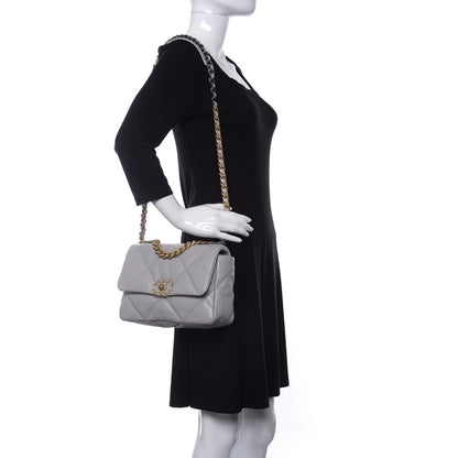 Chanel Lambskin Quilted Medium Chanel 19 Flap Grey 2 of 10
