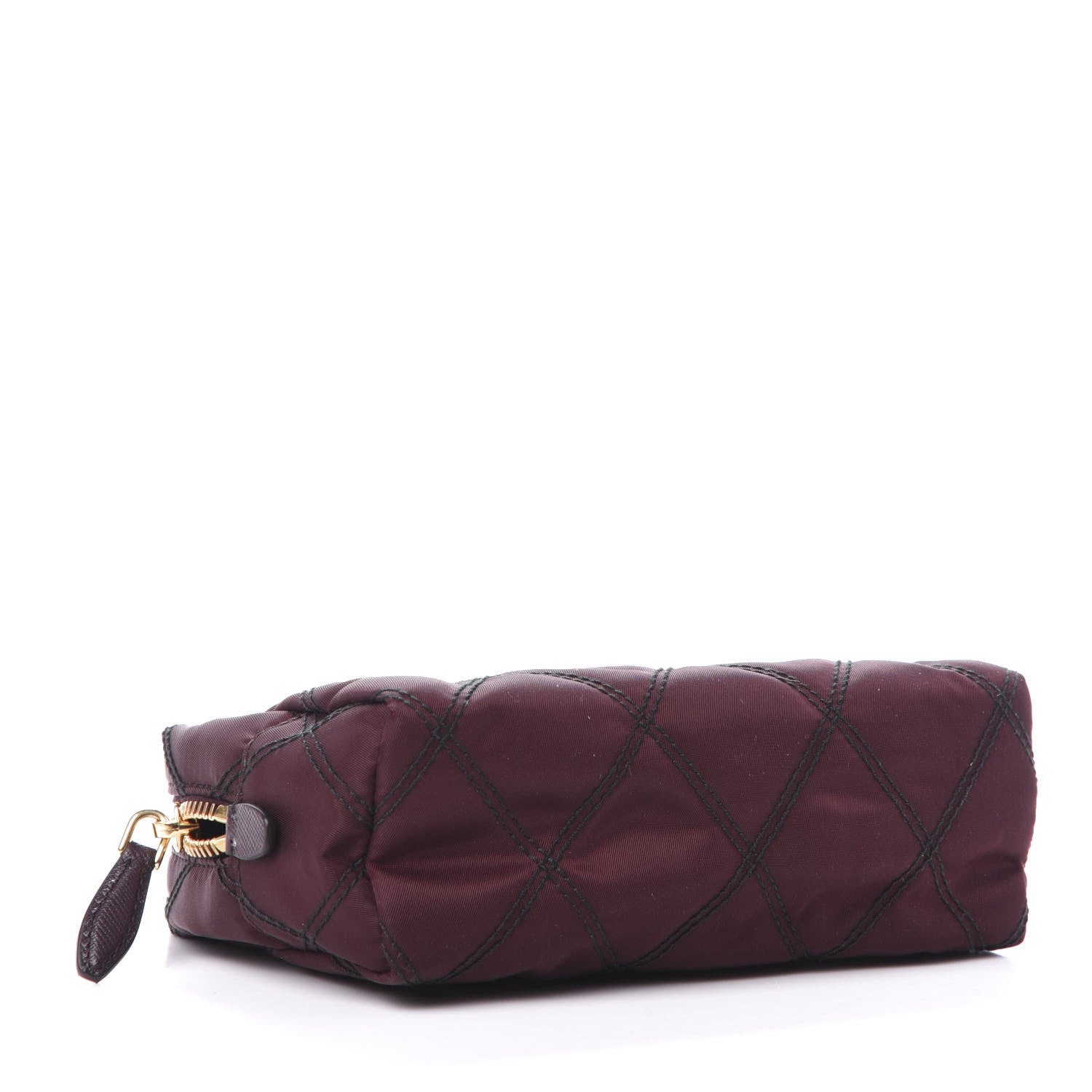 Prada Tessuto Nylon Saffiano Impunturato Quilted Wristlet Granato 4 of 10