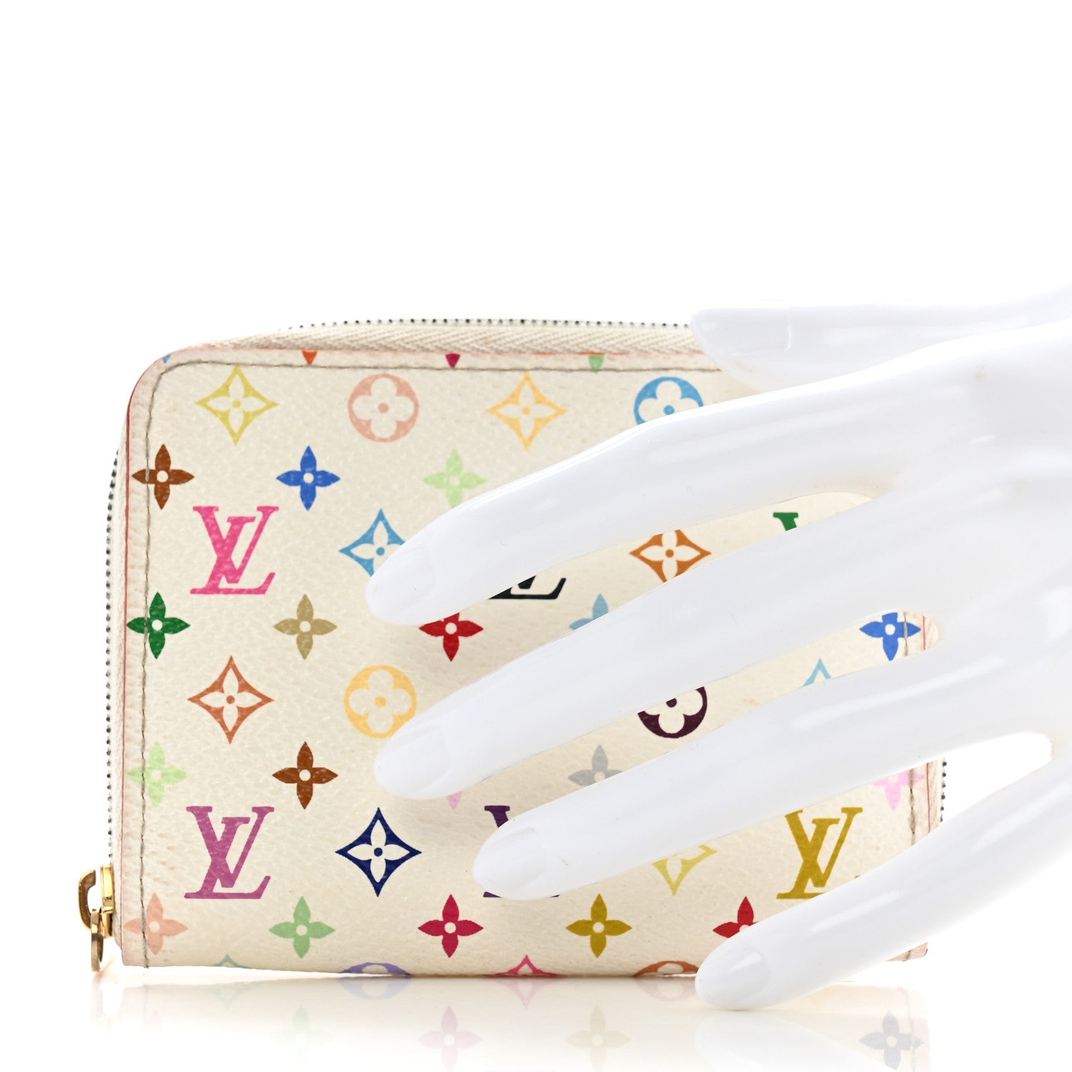 Louis Vuitton Monogram Multicolor Zippy Coin Purse Wallet White Litchi 2 of 12