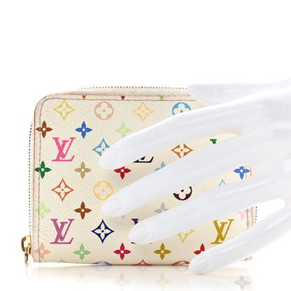 Louis Vuitton Monogram Multicolor Zippy Coin Purse Wallet White Litchi 2 of 12
