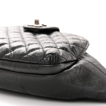 Chanel Crumpled Calfskin Quilted Casual Rock Waist Bag Fanny Pack Black 10 of 11