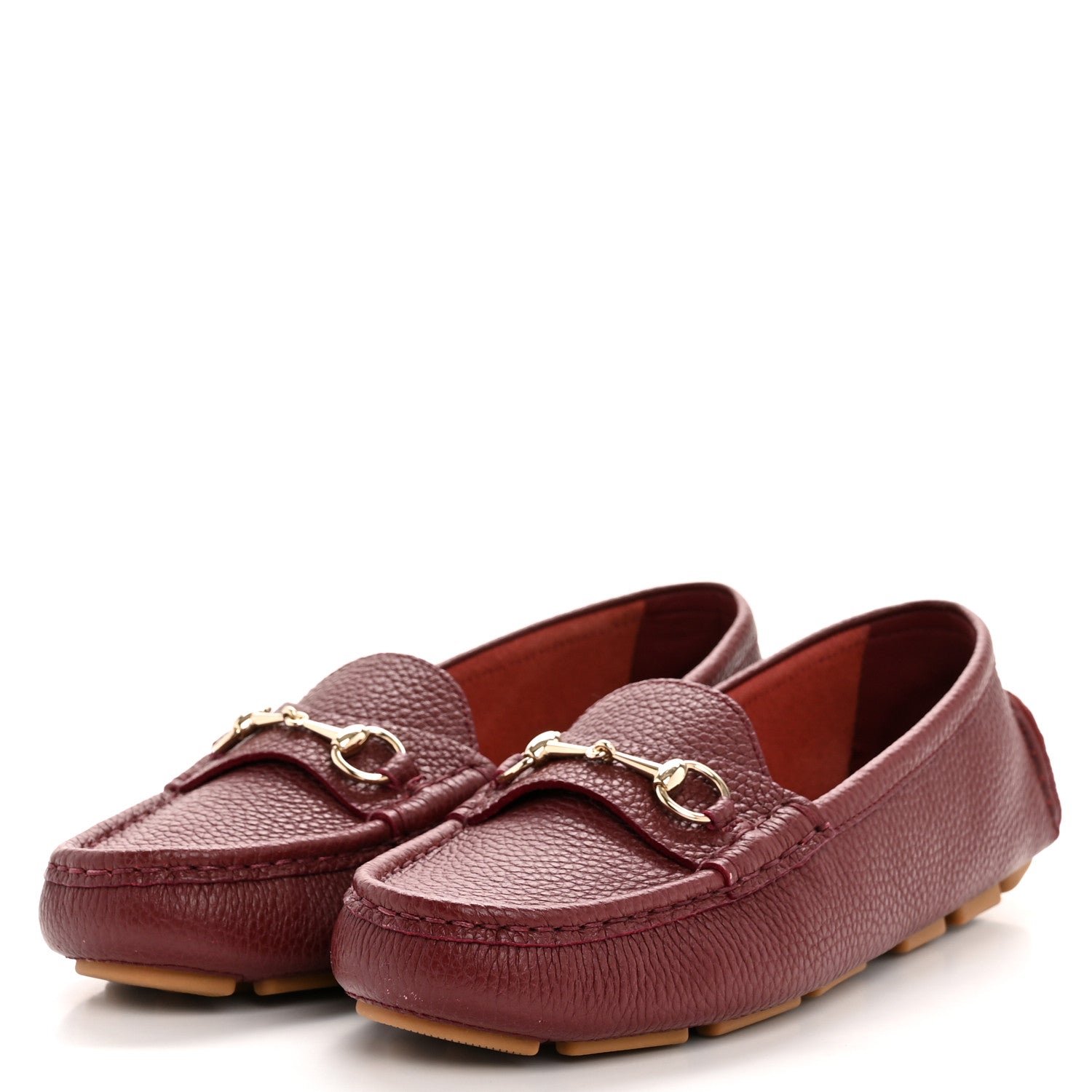 Gucci Soft Clove Calfskin Womens Horsebit Driver Loafers 40 Rosso Ancora 4 of 9