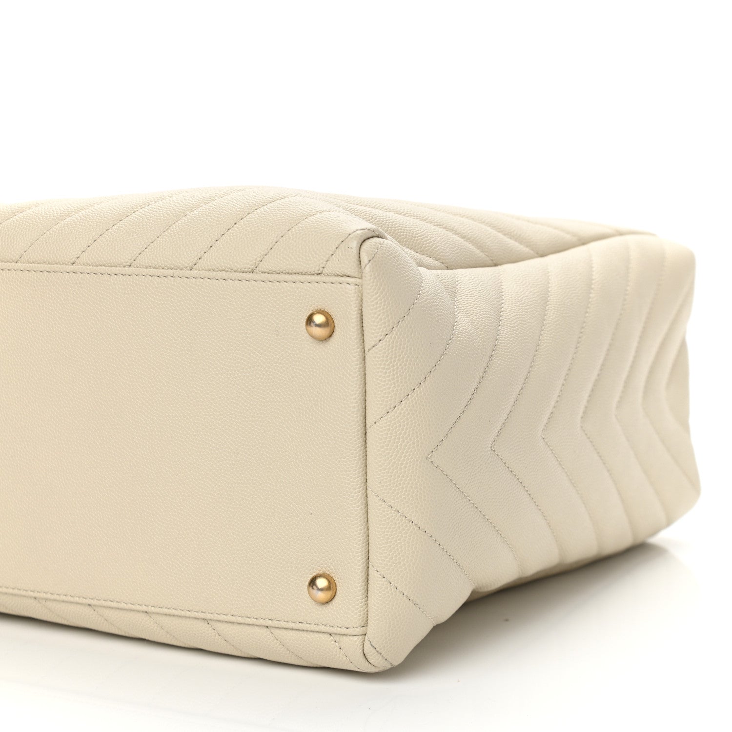 Chanel Caviar Chevron Quilted Coco Handle Shopping Tote Ivory 12 of 14
