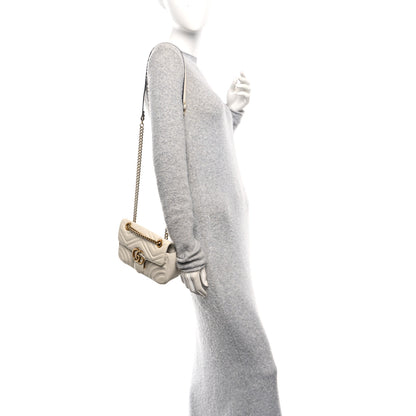 Gucci Calfskin Matelasse Mini GG Marmont Shoulder Bag White 2 of 17