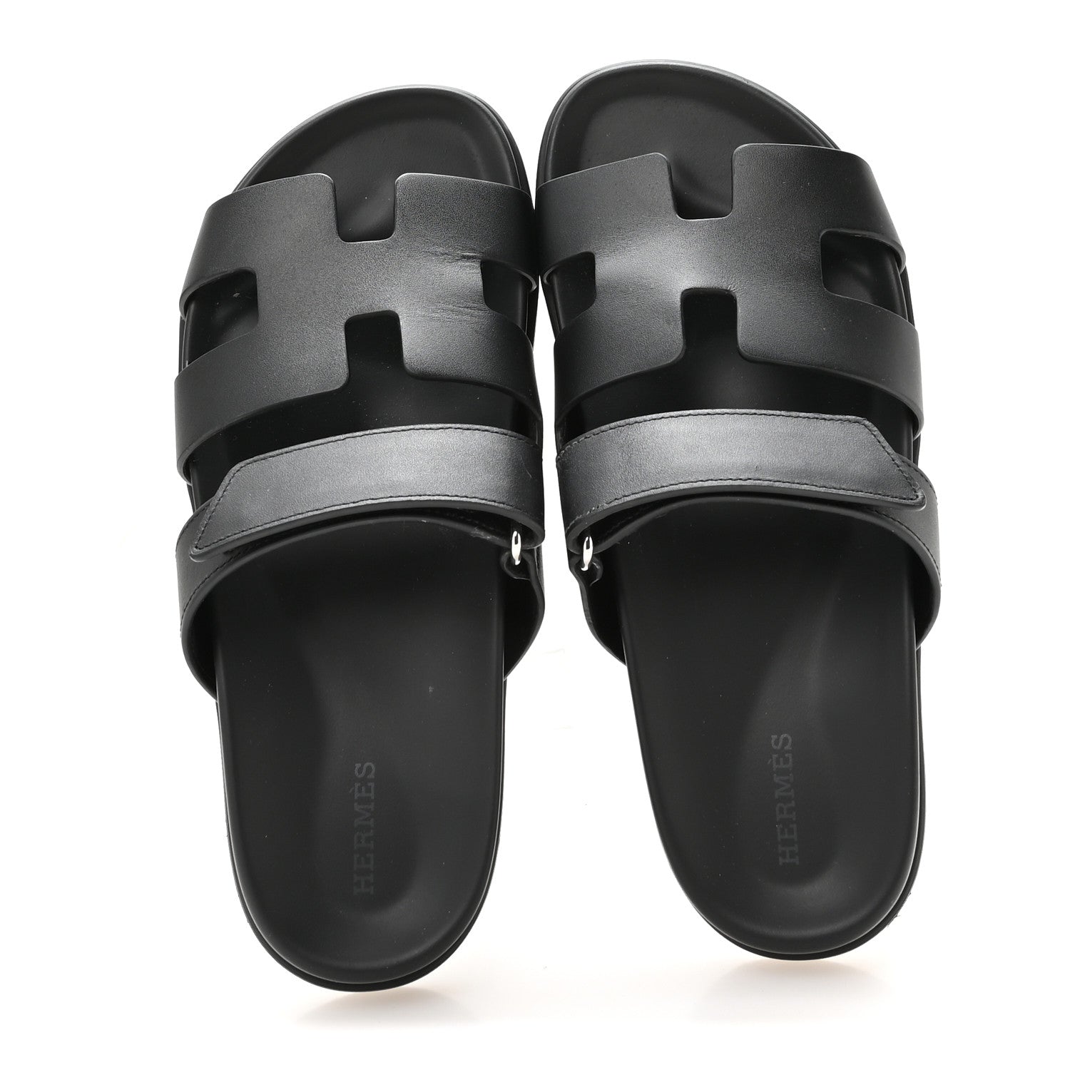 Hermes Calfskin Womens Chypre Sandals 39 Black 2 of 9