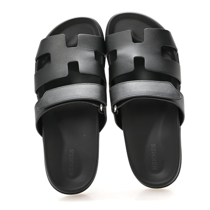 Hermes Calfskin Womens Chypre Sandals 39 Black 2 of 9