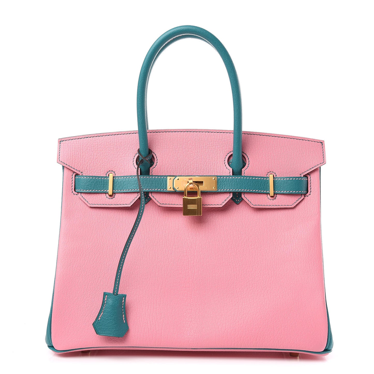 Chevre Mysore Horseshoe Birkin 30 Rose Confetti Bleu Paon