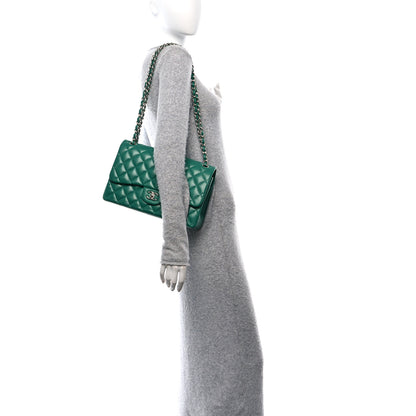 Chanel Caviar Quilted Jumbo Double Flap Green 2 of 10