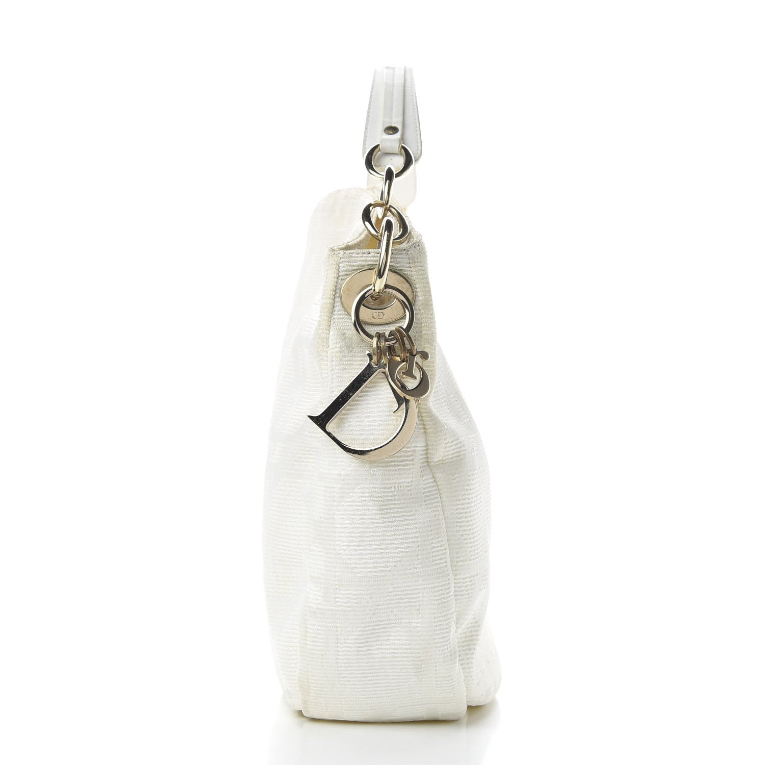 Christian Dior Canvas Cannage Medium Lady Dior Hobo White 9 of 12