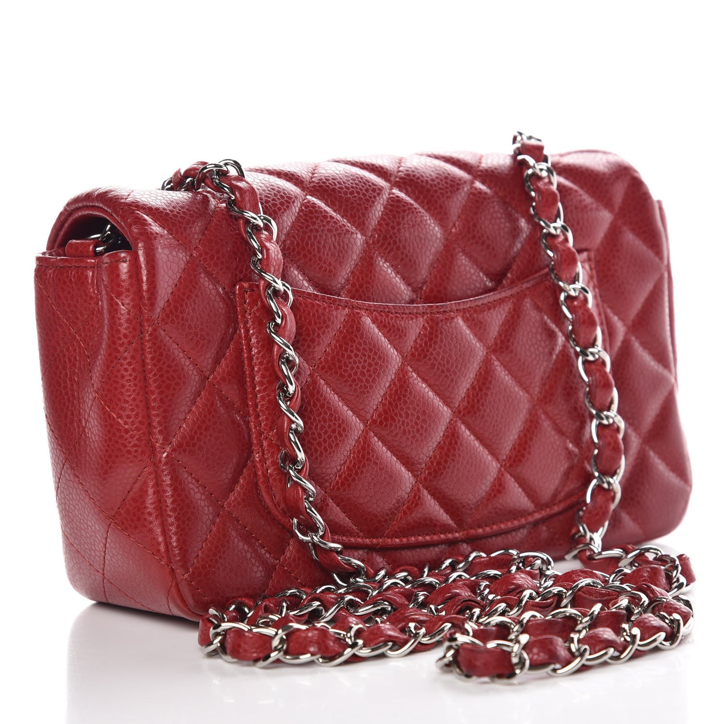 Caviar Quilted Mini Rectangular Flap Red