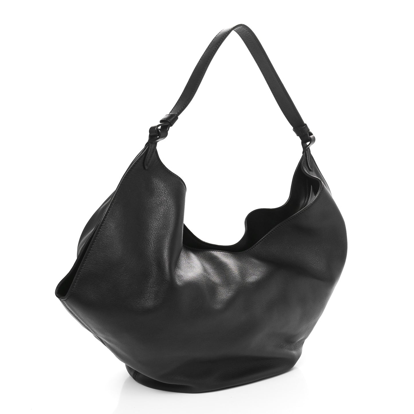Calfskin Medium Lotus Tote Black