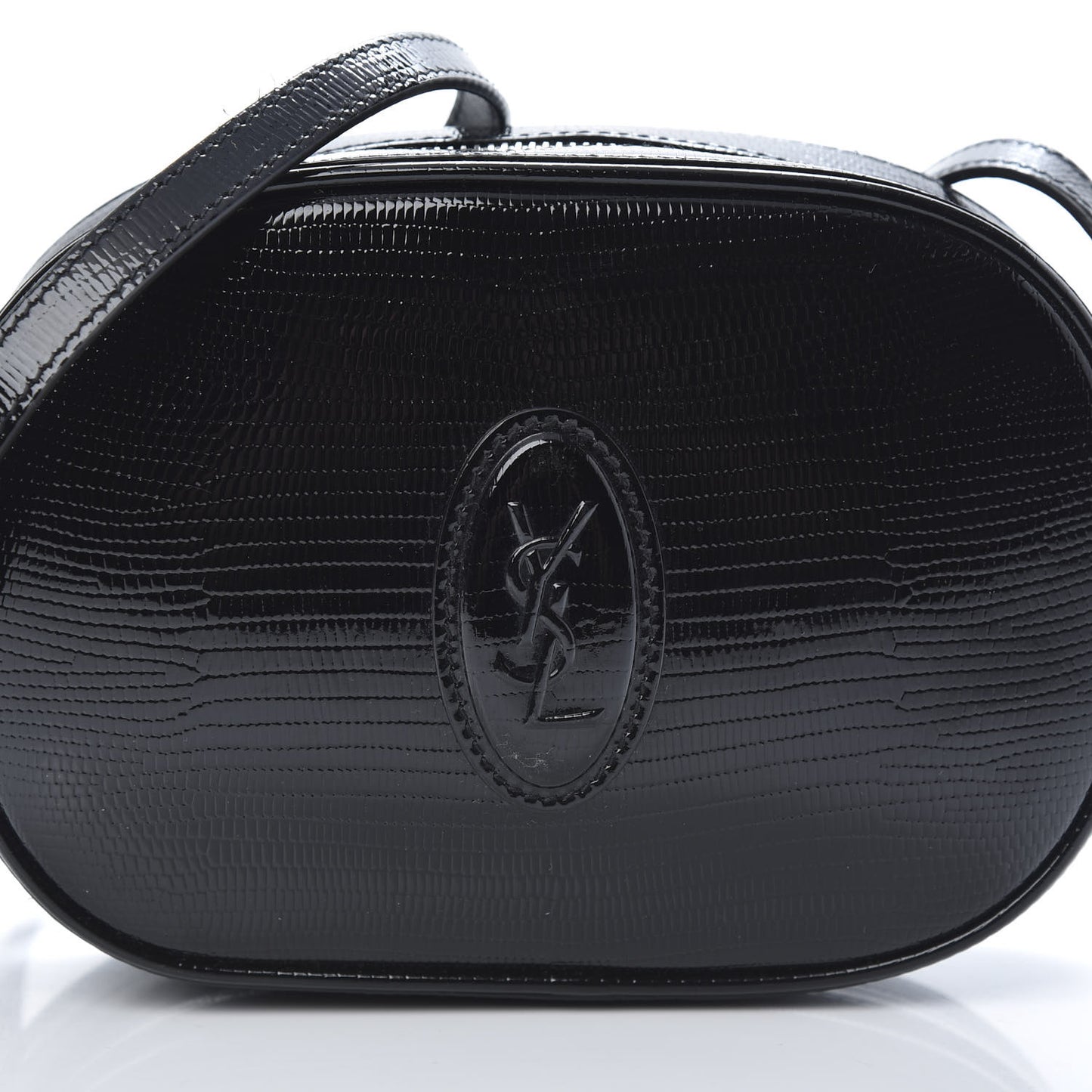 Calfskin Lizard Embossed Le 61 Camera Bag Black