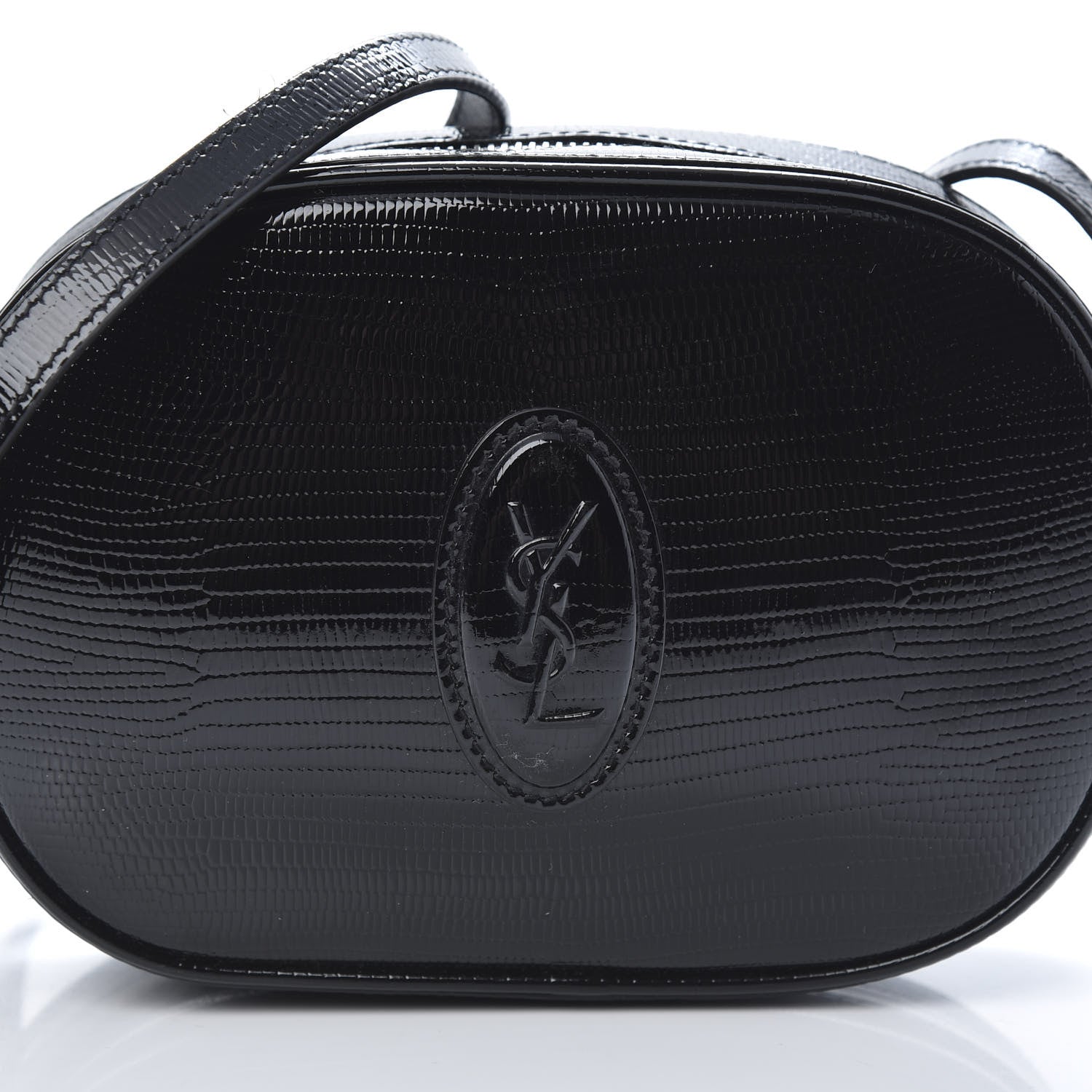 Saint Laurent Calfskin Lizard Embossed Le 61 Camera Bag Black 8 of 11