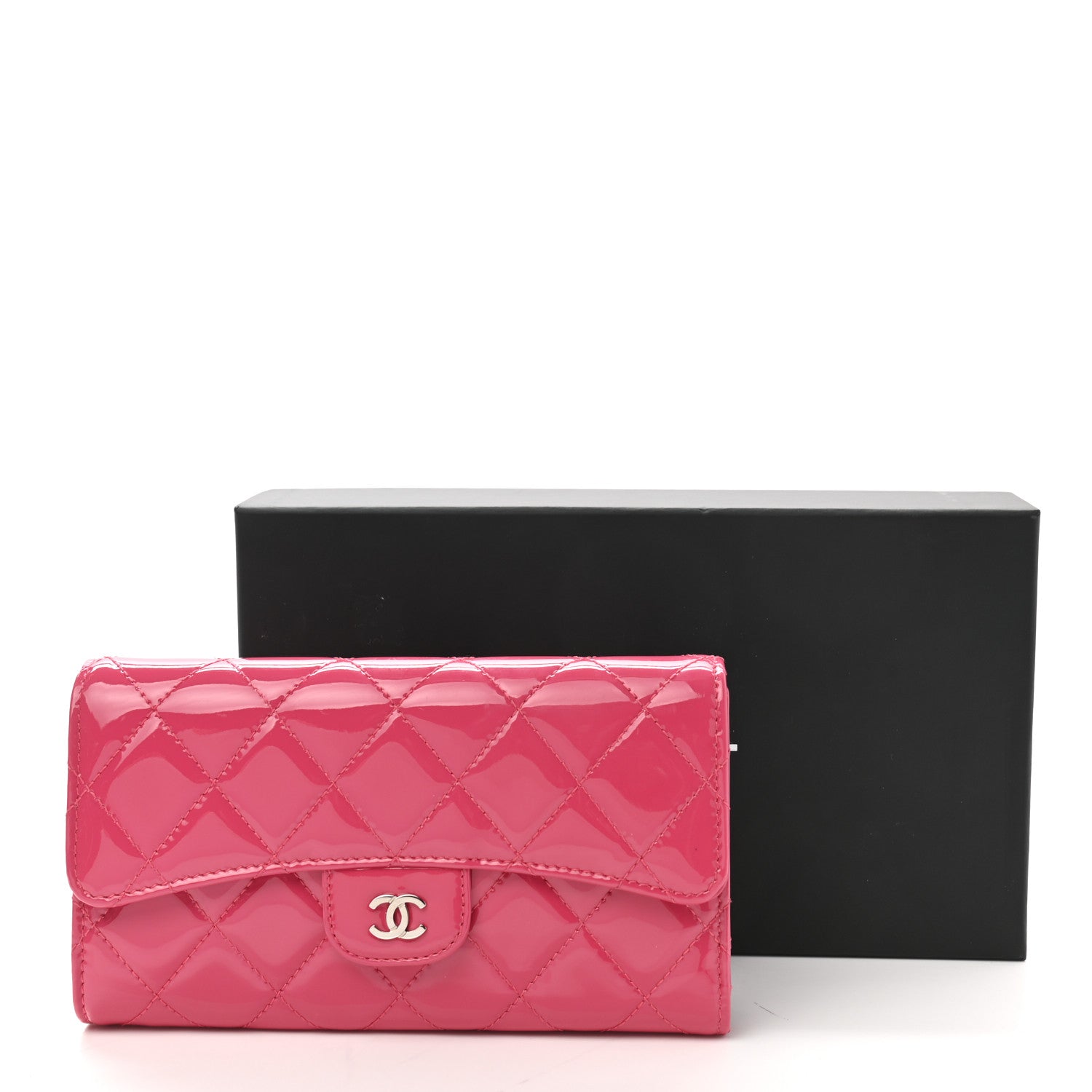 Chanel Patent Quilted Large Flap Wallet Pink 8 of 8