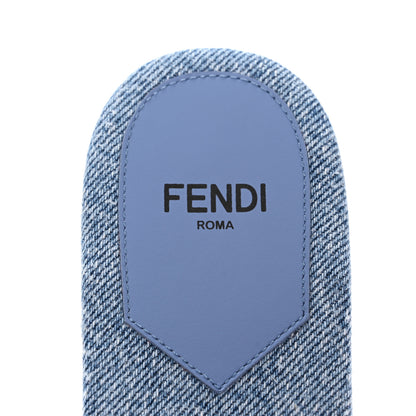 Fendi Denim Print Logo Flat Slide Sandals 36 Blue 8 of 11
