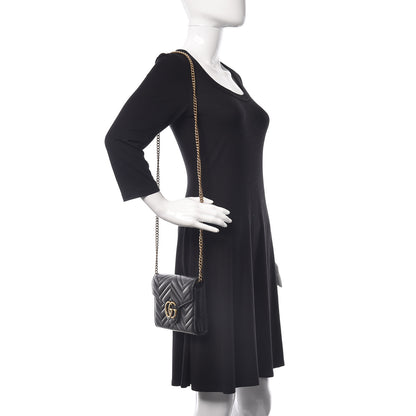 Gucci Calfskin Matelasse GG Marmont Chain Wallet Black 2 of 14