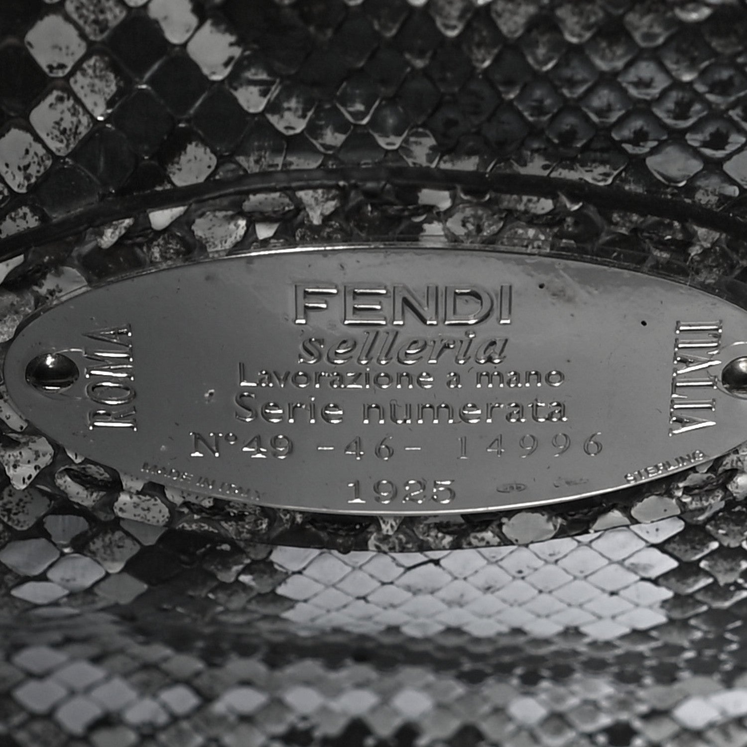Fendi Python Selleria Medium Peekaboo Iconic Satchel Stone Silver 7 of 10