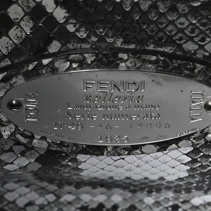Fendi Python Selleria Medium Peekaboo Iconic Satchel Stone Silver 7 of 10