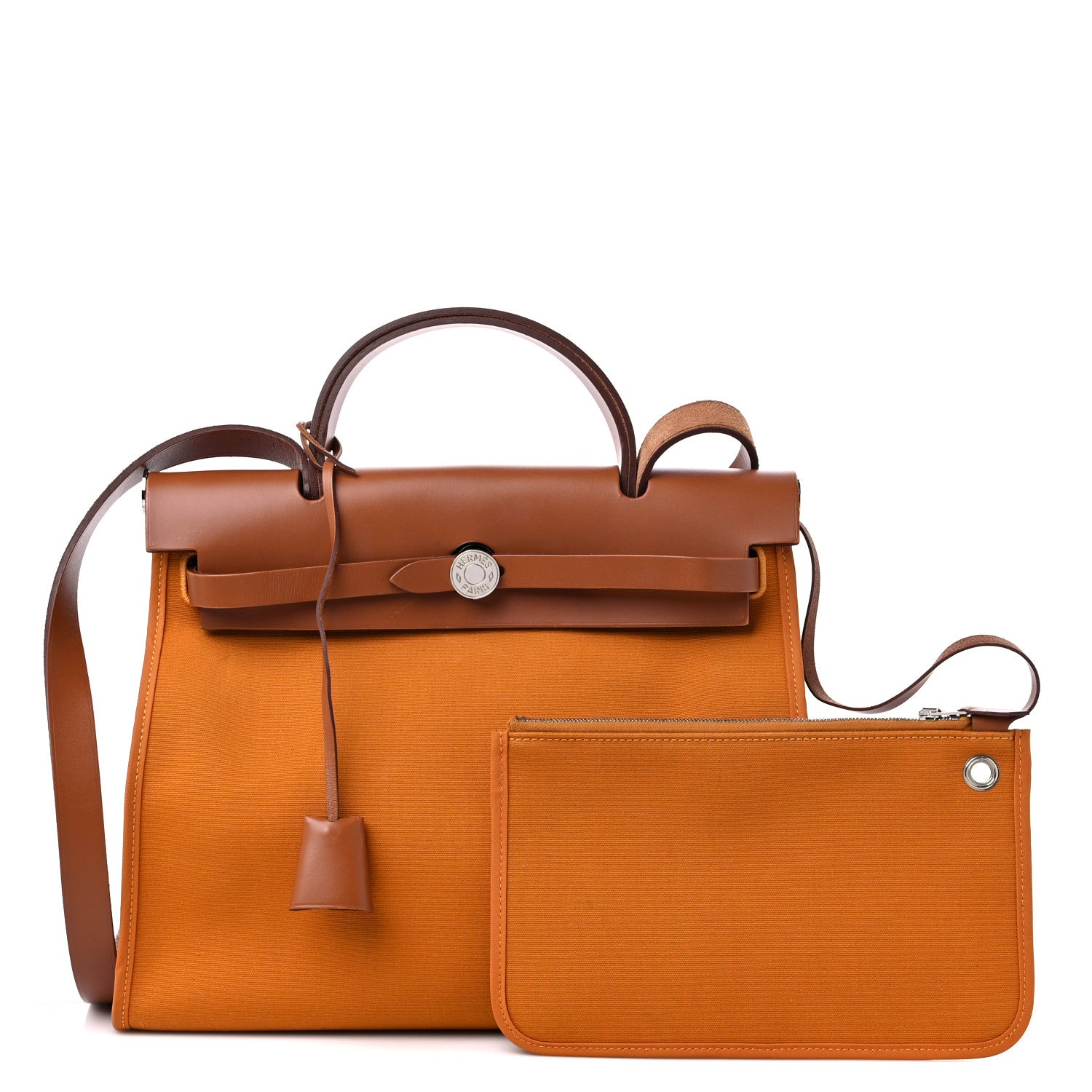 Hermes Toile Officer Vache Hunter Herbag Zip 31 PM Jaune Ambre Natural 1 of 12
