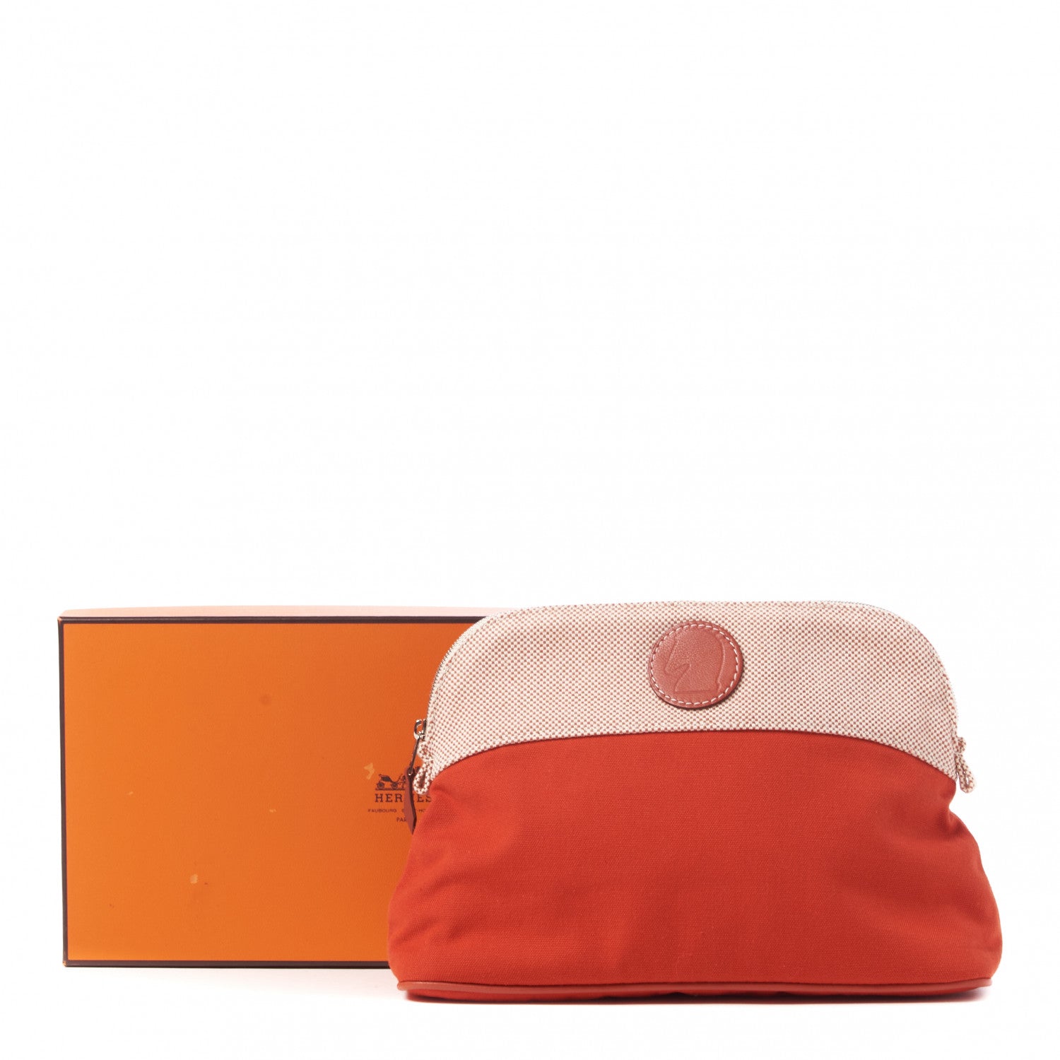 Hermes Canvas Bolide Samarcande Toiletry Case MM Terracotta 9 of 9