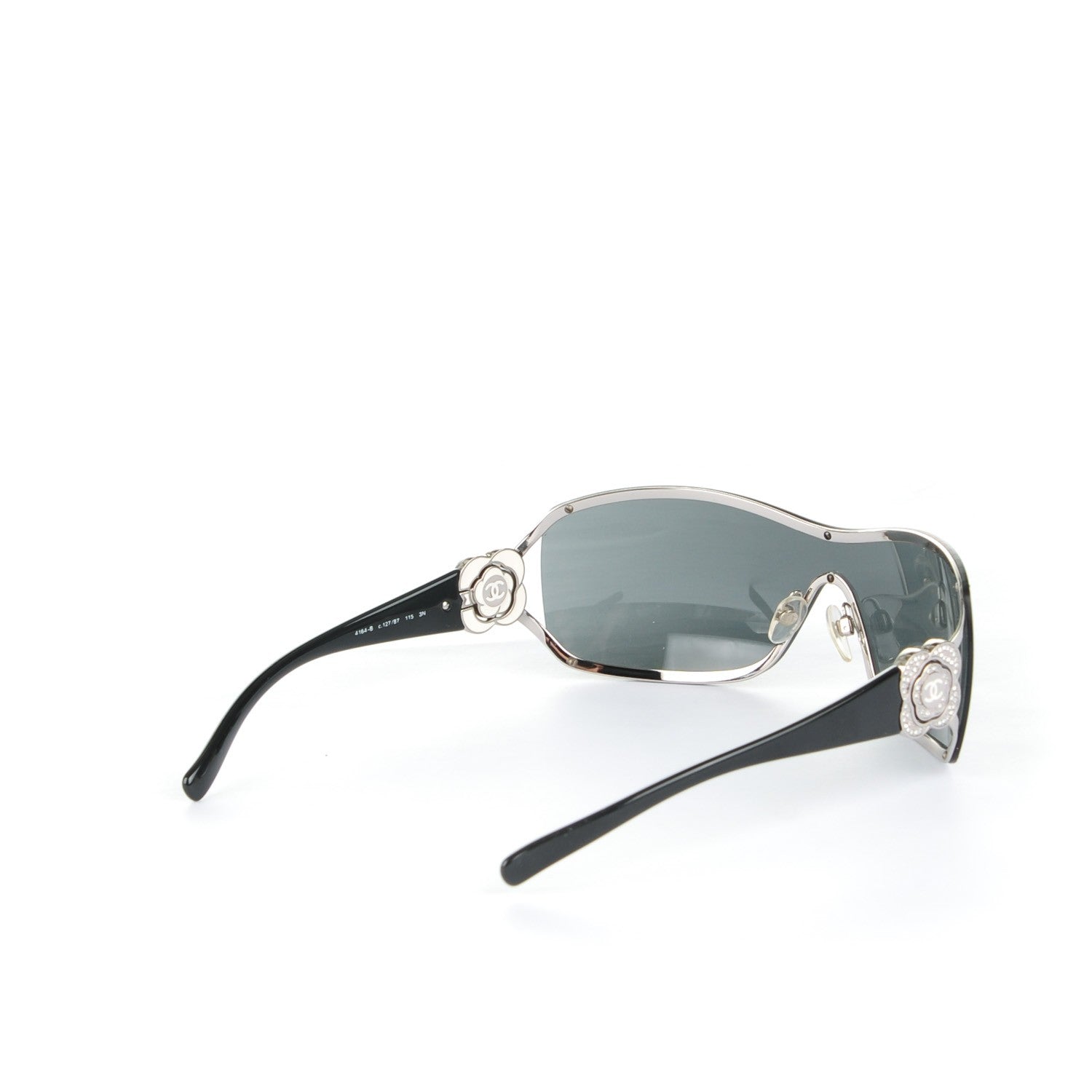 Chanel Swarovski Crystal Camellia CC Sunglasses 4164-B Black 3 of 6