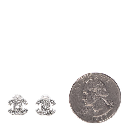 Chanel Crystal Mini Timeless CC Earrings Silver 2 of 5