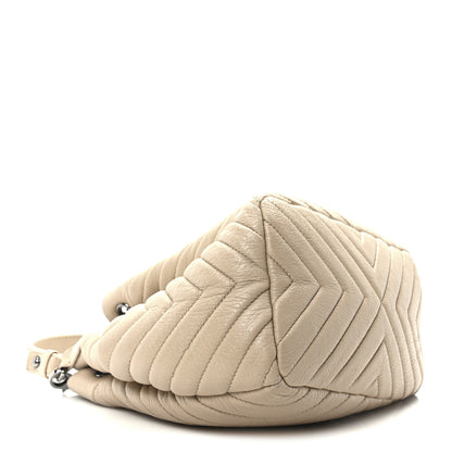 Chanel Deerskin Chevron Small CC Chain Bucket Bag Beige 4 of 10