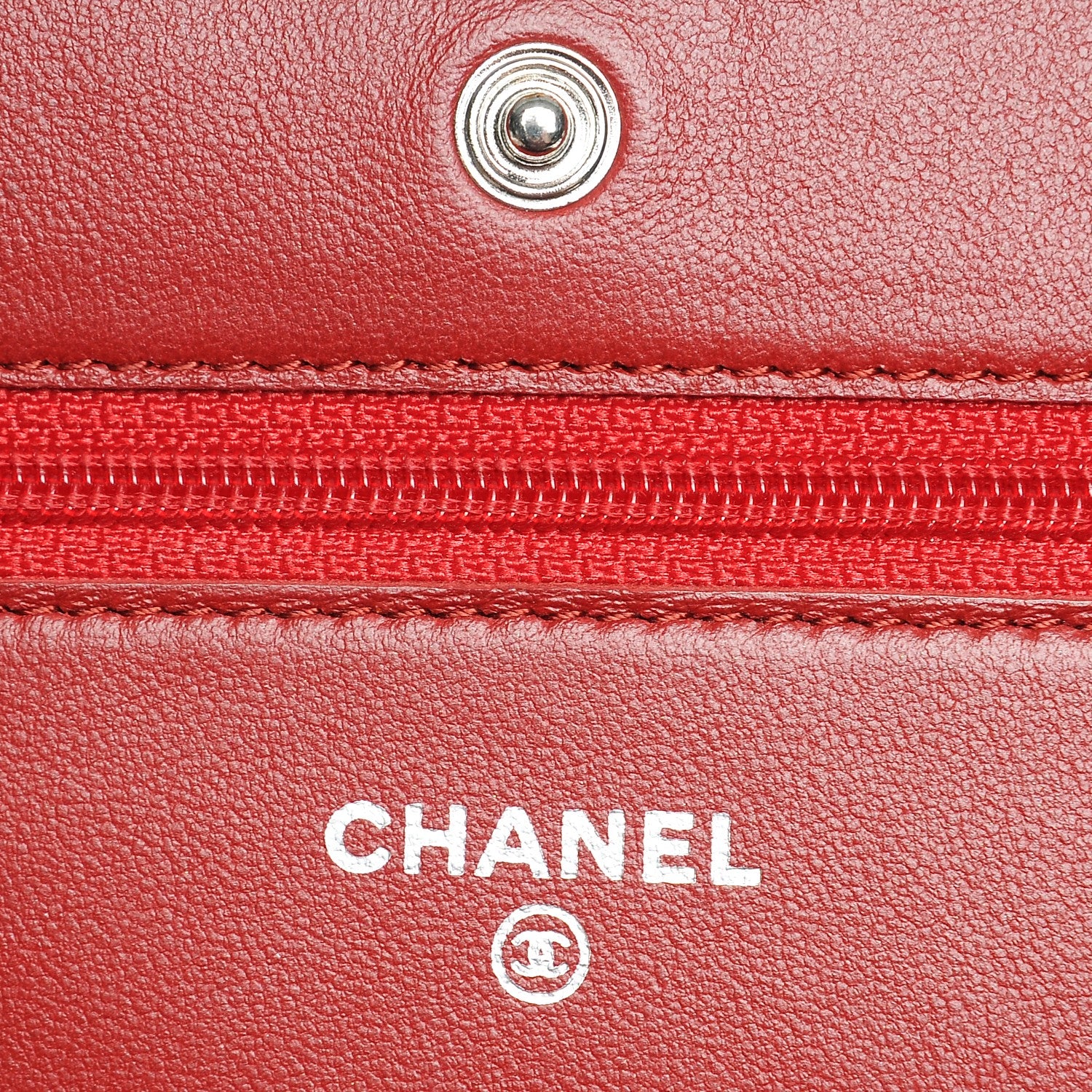 Chanel Lambskin Quilted Wallet On Chain WOC Red 6 of 9